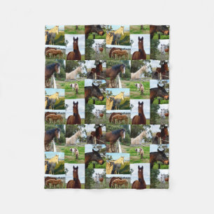 Paarden in een fotocollage fleece deken