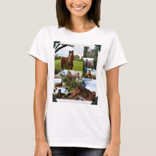 Paarden in een fotocollage omwoeld, t-shirt