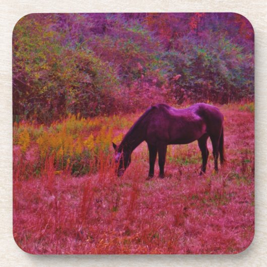 Paarden in een kaleidoscoop gekleurd veld drankjes onderzetter (Voorkant)
