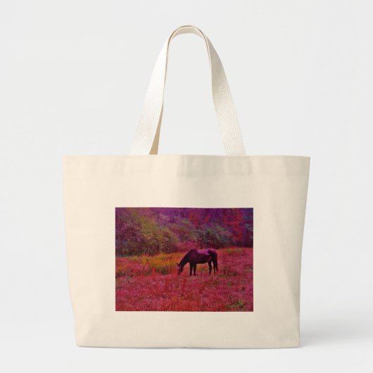 Paarden in een kaleidoscoop gekleurd veld grote tote bag (Voorkant)