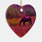Paarden in een kaleidoscoop gekleurd veld keramisch ornament (Rechts)