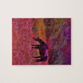 Paarden in een kaleidoscoop gekleurd veld legpuzzel (Horizontaal)