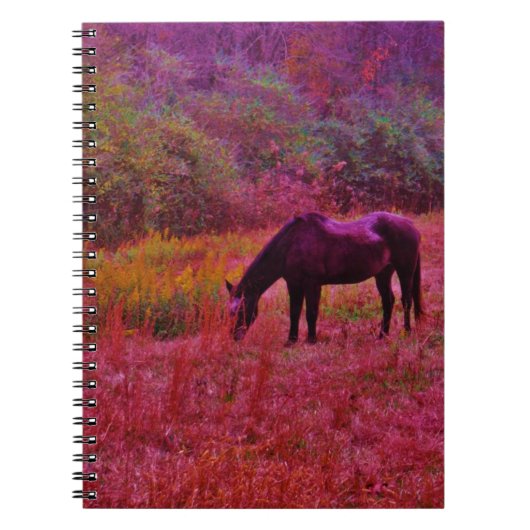 Paarden in een kaleidoscoop gekleurd veld notitieboek (Voorkant)