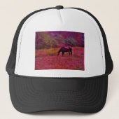 Paarden in een kaleidoscoop gekleurd veld trucker pet (Voorkant)
