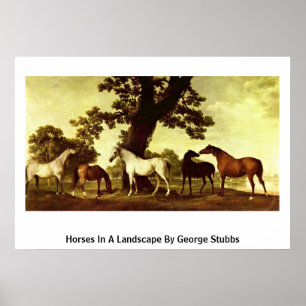 Paarden in een landschap van George Stubbs Poster