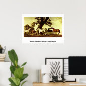 Paarden in een landschap van George Stubbs Poster (Thuiskantoor)