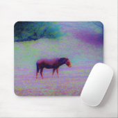 Paarden in een PAARS veld met een regenwand: naam  Muismat (Met muis)