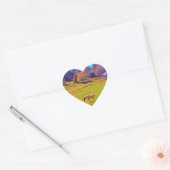 Paarden in een regenbooggekleurd veld hart sticker (Envelop)