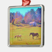 Paarden in een regenbooggekleurd veld metalen ornament (Links)