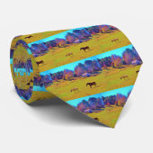 Paarden in een regenbooggekleurd veld stropdas (Opgerold)