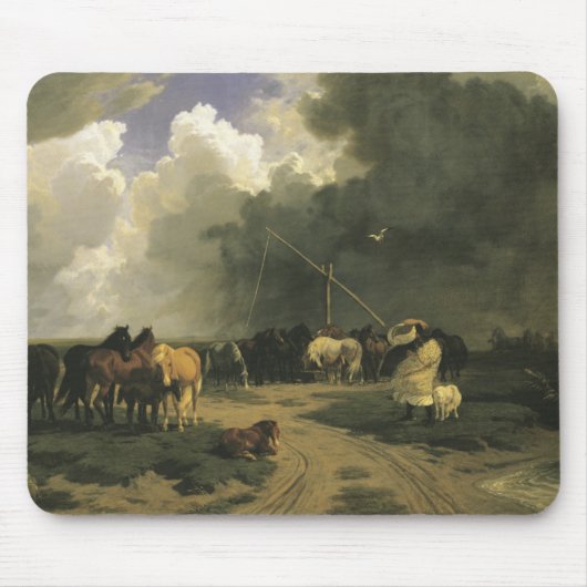 Paarden in een regenbui (Equine) Muismat (Voorkant)