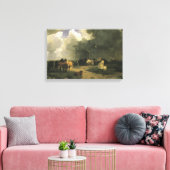 Paarden in een regenbui (paardachtigen) canvas afdruk (Insitu (Woonkamer))