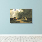 Paarden in een regenbui (paardachtigen) canvas afdruk (Insitu (Houten vloer))