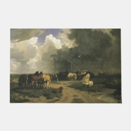 Paarden in een regenbui (paardachtigen) deurmat