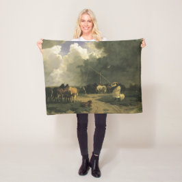 Paarden in een regenbui (paardachtigen) fleece deken