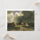 Paarden in een regenbui (paardachtigen) kaart (Voorkant / Achterkant in situ)