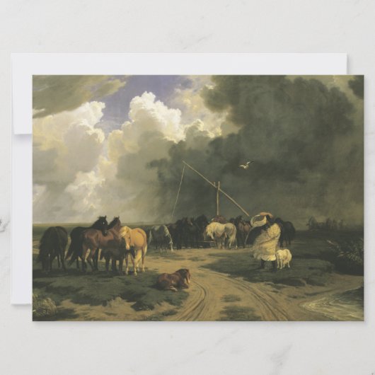 Paarden in een regenbui (paardachtigen) kaart (Voorkant)