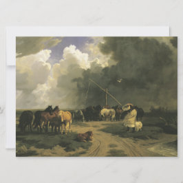 Paarden in een regenbui (paardachtigen) kaart