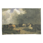 Paarden in een regenbui (paardachtigen) kussensloop (Voorkant-Rechts)