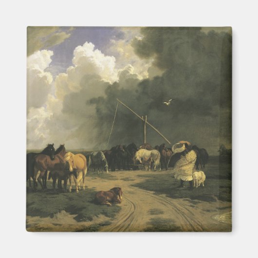 Paarden in een regenbui (paardachtigen) magneet (Voorkant)