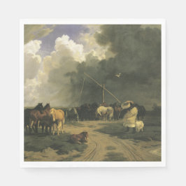 Paarden in een regenbui (paardachtigen) servet