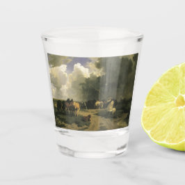 Paarden in een regenbui (paardachtigen) shot glas