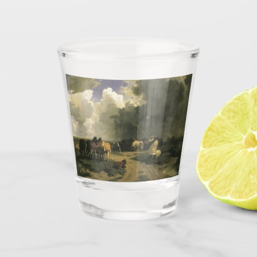 Paarden in een regenbui (paardachtigen) shot glas (Voorkant)