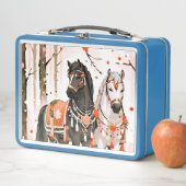 Paarden in een rood bos (In situ)