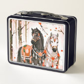 Paarden in een rood bos (Achterkant)