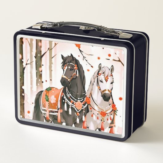 Paarden in een rood bos (Achterkant)