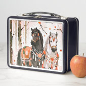 Paarden in een rood bos (In situ)