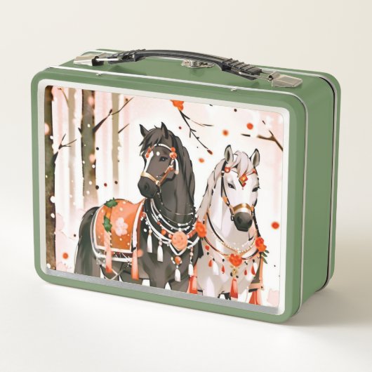 Paarden in een rood bos (Achterkant)