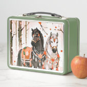 Paarden in een rood bos (In situ)