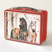 Paarden in een rood bos (Voorkant)