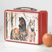 Paarden in een rood bos (In situ)