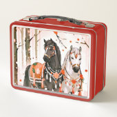 Paarden in een rood bos (Achterkant)