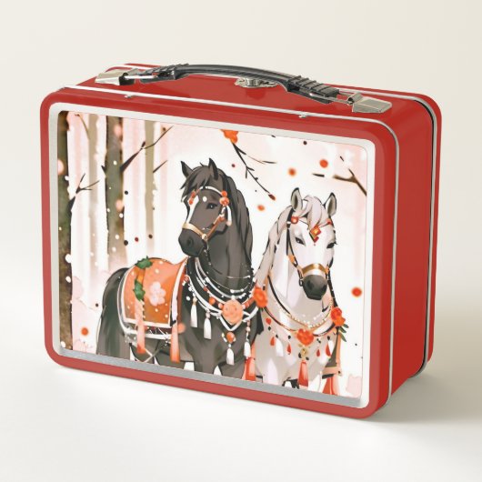 Paarden in een rood bos (Achterkant)