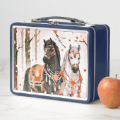 Paarden in een rood bos (In situ)