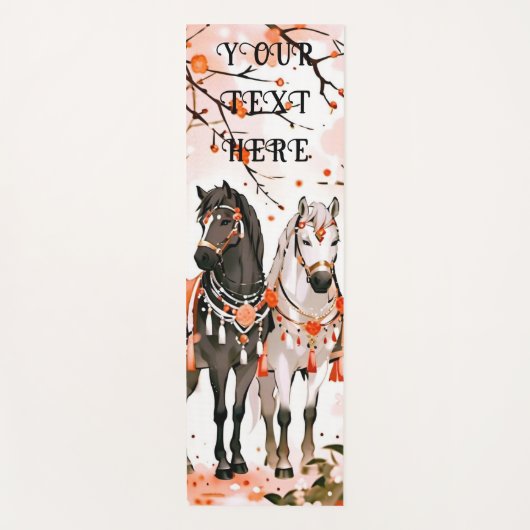 Paarden in een rood bos aangepaste dubbelzijdig yogamat (Voorkant)