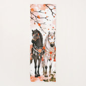 Paarden in een rood bos aangepaste dubbelzijdig yogamat (Achterkant)