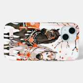 Paarden in een rood bos aangepaste naam Case-Mate iPhone case (Achterkant (horizontaal))