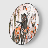 Paarden in een rood bos grote klok (Hoek)