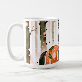 Paarden in een rood bos koffiemok