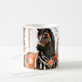 Paarden in een rood bos koffiemok