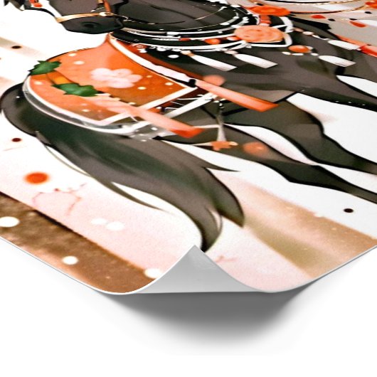 Paarden in een rood bos poster (Hoek)