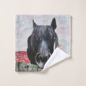 Paarden in een ruitenschildermachine washandje (Wasdoekje)