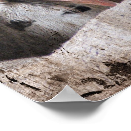 Paarden in een schuur op een regenachtige dag poster (Hoek)