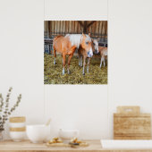 Paarden in een stabiele poster (Keuken)