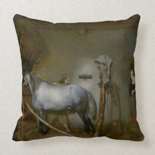 Paarden in een Stable, c.1652-54 (olie op het pane Kussen