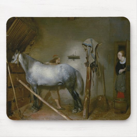 Paarden in een Stable, c.1652-54 (olie op het pane Muismat (Voorkant)